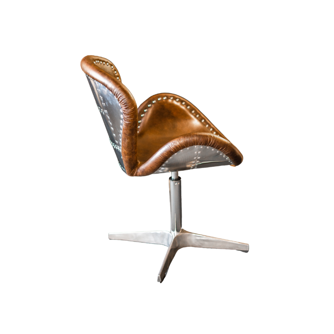 Swivel Chair Leather With Stainless Steel Base image 1